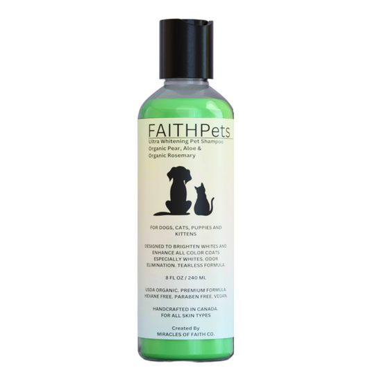 FaithPets Ultra Whitening Pet Shampoo Organic Pear, Organic Aloe Vera & Organic Rosemary 8oz